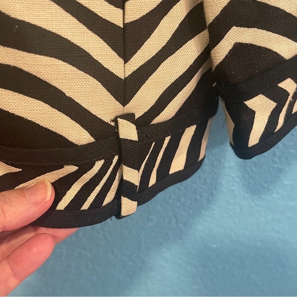 J CREW COLLECTION Sz 8 100% Linen Zebra Tiger Striped Print  Blazer Tan Black - Picture 7 of 11